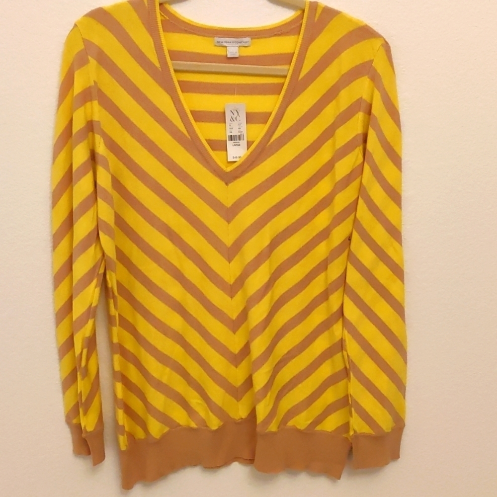NWT New York & Company pullover yellow and nude